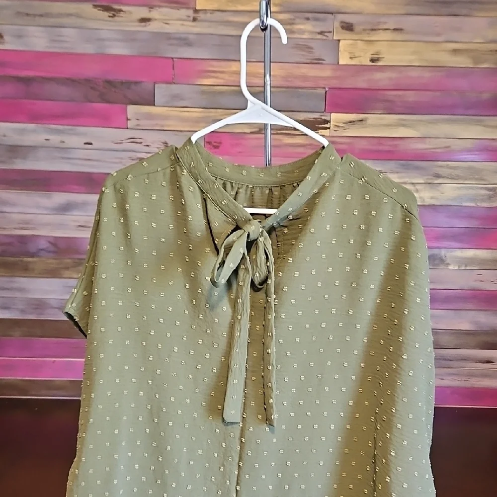 Olive Green Women's Top - Picture 2 of 4